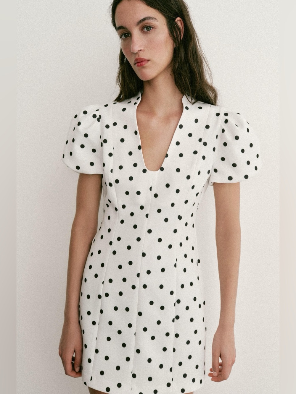 Zara Puff Sleeves Polka Dot Short Dress - Picture 13 of 17